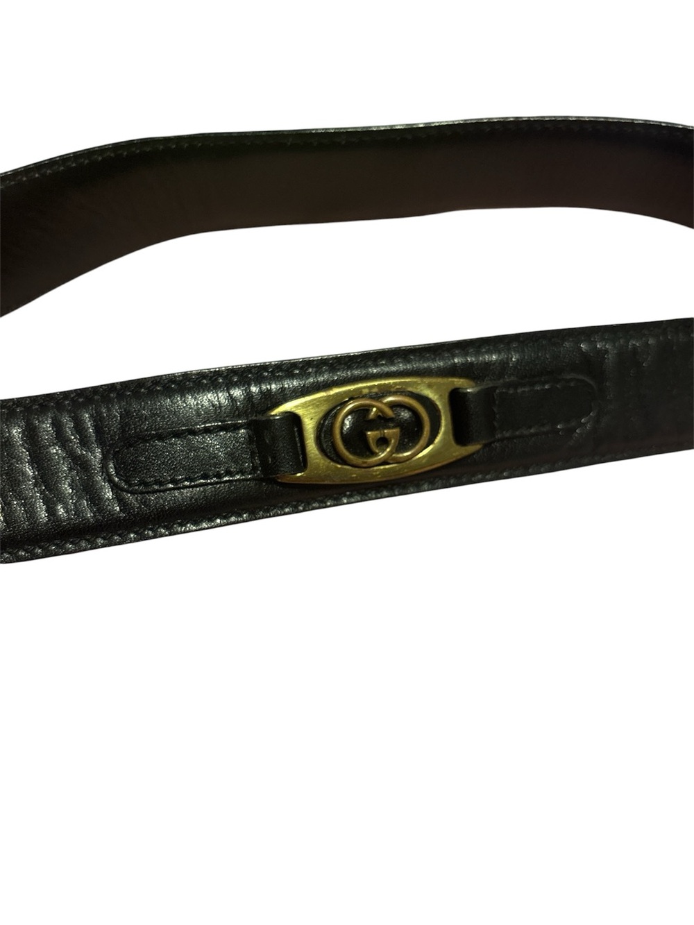 Vintage Gucci Black Leather Belt with Gold Double-G Accents - Picture 7 of 7